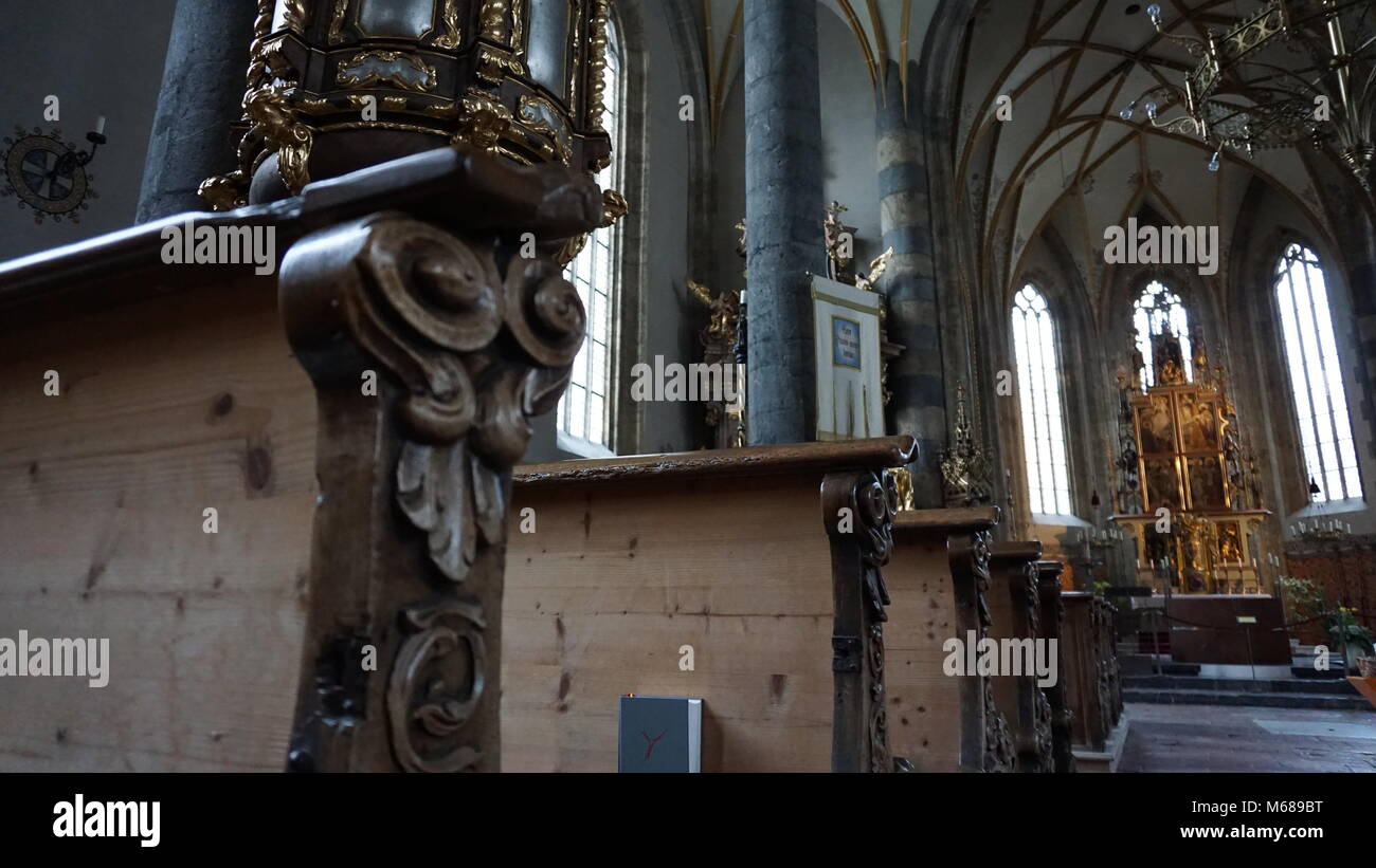 Schwaz - Tirol Österreich Kirche Pfarrkirche Maria Himmelfahrt, Kirche in Tirol in der Nähe von Innsbruck Österreich Stockfoto