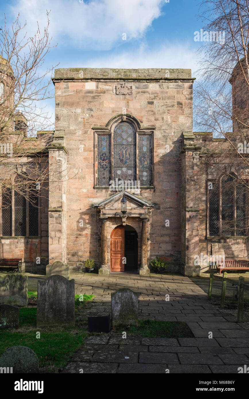 Berwick upon Tweed, West Tür und Eingang der Heiligen Dreifaltigkeit Pfarrkirche in der Grenzstadt Berwick upon Tweed, Northumberland, England, Großbritannien Stockfoto