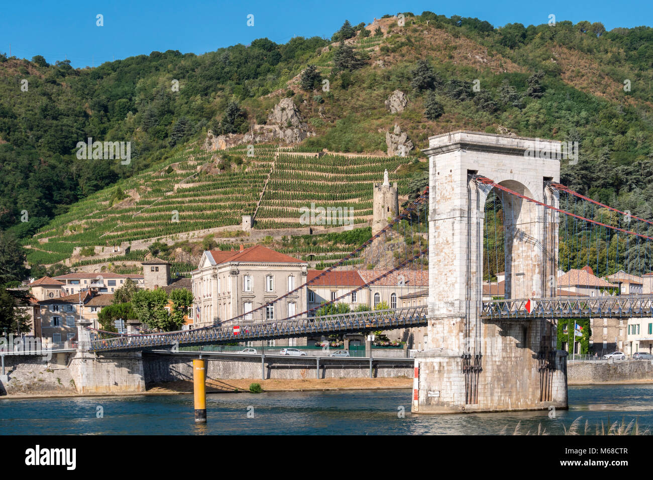 Suspension Bridge Tain l'Hermitage Valence Drôme Auvergne-Rh ône-Alpes Frankreich Stockfoto