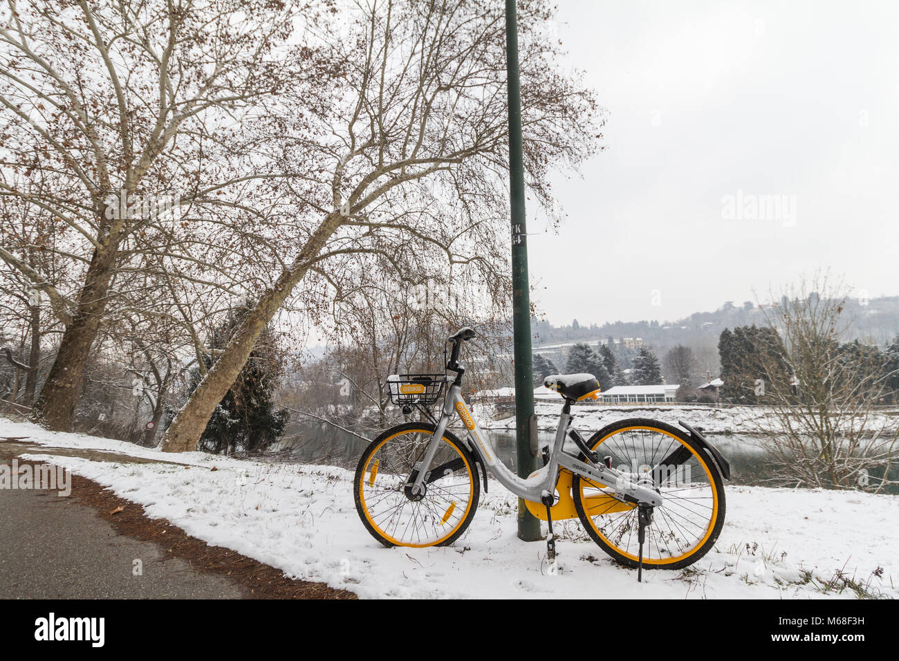 Obike Fahrrad sharing System in Turin, Italien. Stockfoto