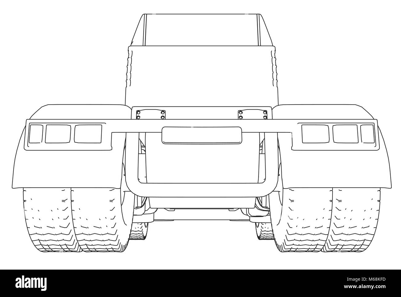 Ansicht von hinten Fahrzeug isoliert auf weißem Hintergrund. Eurotrucks liefern Fahrzeug Layout für Corporate Brand Identity Design. Ansicht von oben. Tracing Abbildung der 3d. EPS 10 Vector Format. Stock Vektor