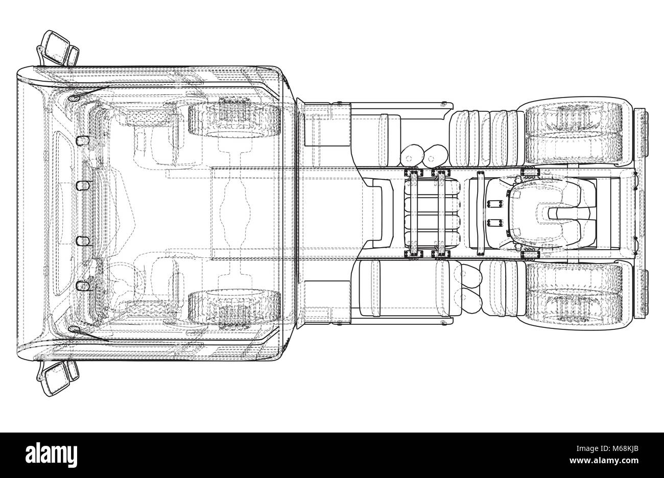 Ansicht von oben Cargo Truck isoliert auf weißem Hintergrund. Eurotrucks liefern Fahrzeug Layout für Corporate Brand Identity Design. Tracing Abbildung der 3d. EPS 10 Vektor Format Stock Vektor
