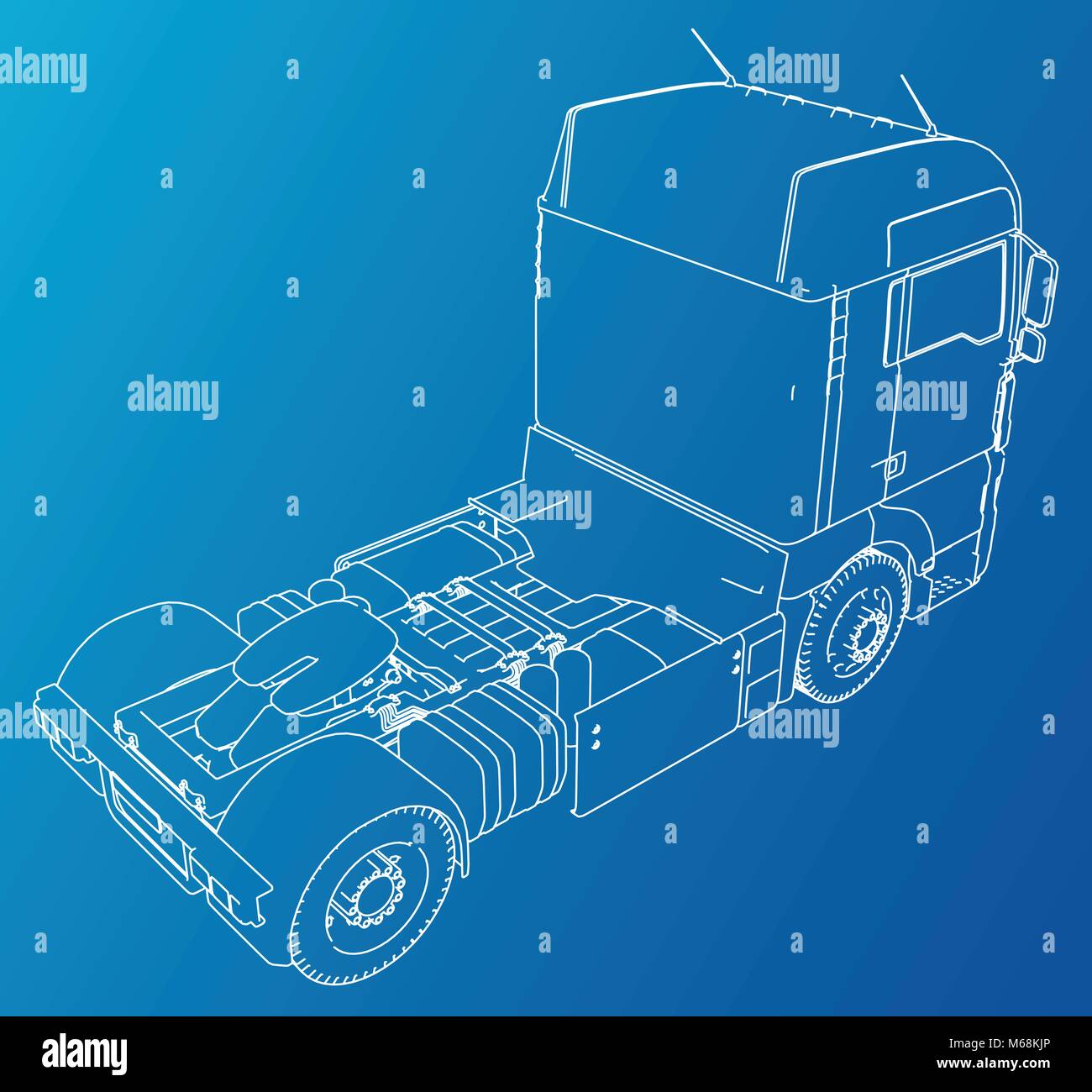 Eurotruck isoliert auf weißem Hintergrund. Eurotrucks liefern Fahrzeug Layout für Corporate Brand Identity Design. Ansicht von oben. Tracing Abbildung der 3d. EPS 10 Vector Format. Stock Vektor