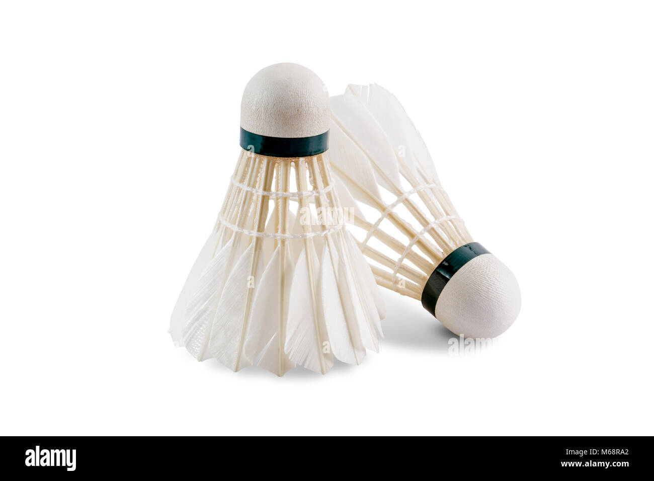 Badminton Federball auf Weiß mit freistellungspfad Schnitt Stockfoto