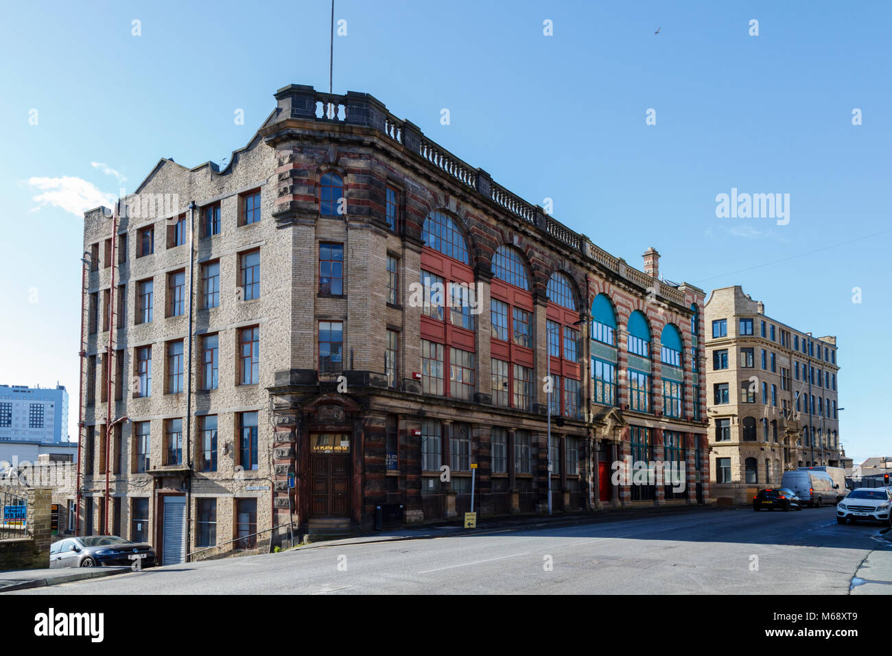 La Plata Haus, einem denkmalgeschützten Gebäude. Im Jahr 1914 erbaute ehemalige Showrooms sind auf sunbridge Straße, Bradford, West Yorkshire Stockfoto