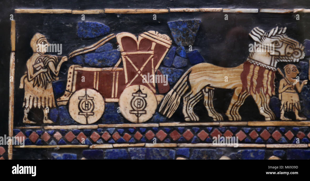 Standard der Ur. Mosaik von Shell, rote Kalkstein und Lapislazuli. Royal Friedhof, Irak. 2600 v. Chr.. British Museum. Stockfoto