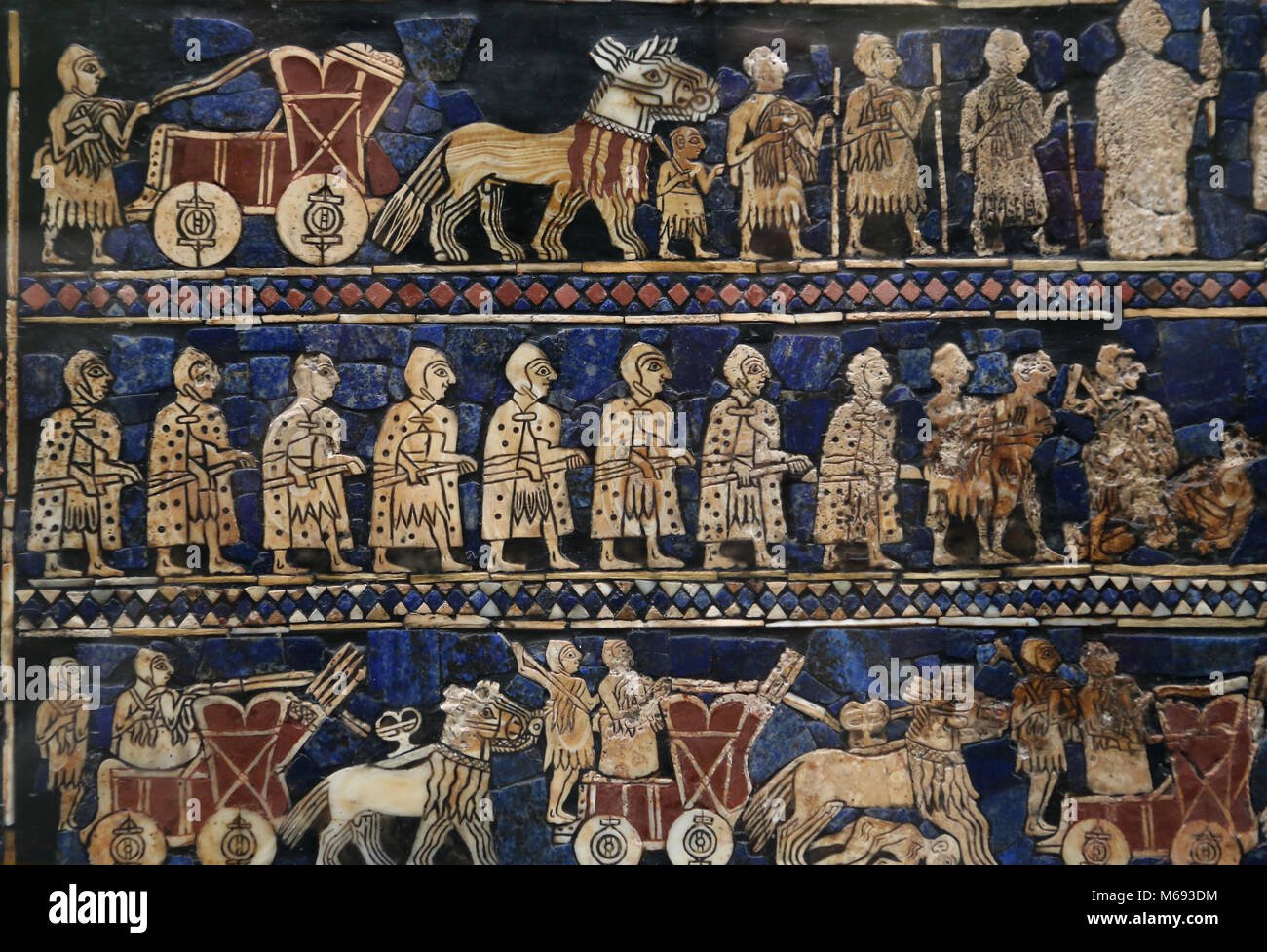 Standard der Ur. Mosaik von Shell, rote Kalkstein und Lapislazuli. Royal Friedhof, Irak. 2600 v. Chr.. British Museum. Stockfoto