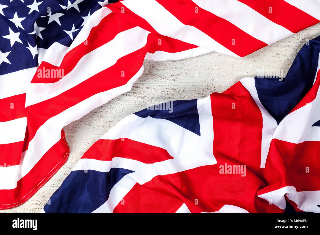 Amerikanische und Britische Flaggen Stockfoto