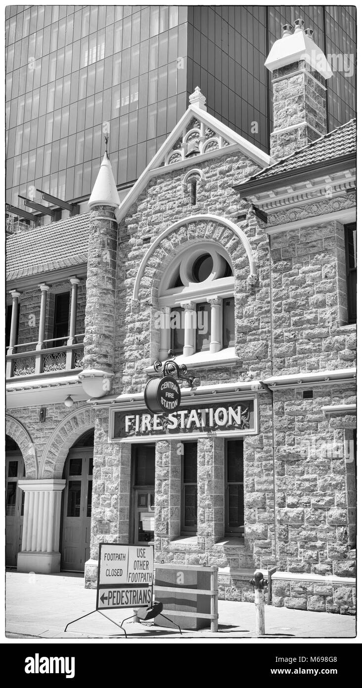 Alte Feuerwache in der Innenstadt von Perth, Western Australia Stockfoto