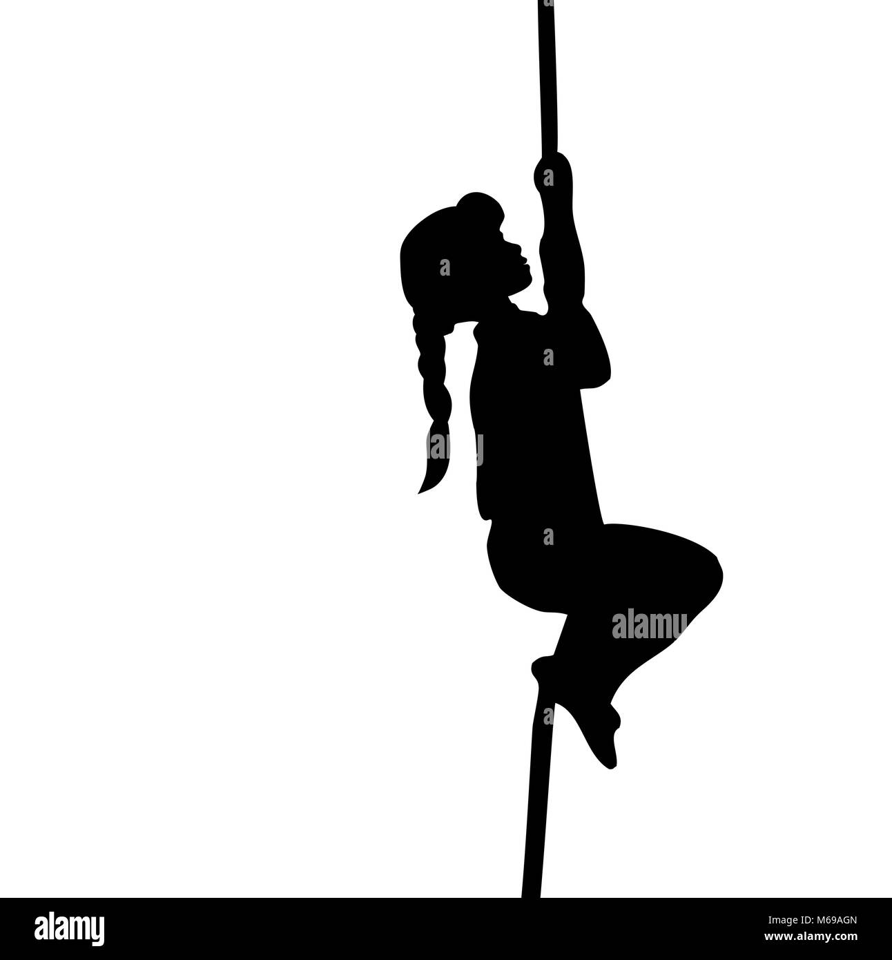 Silhouette Mädchen klettert die Seil Stock Vektor