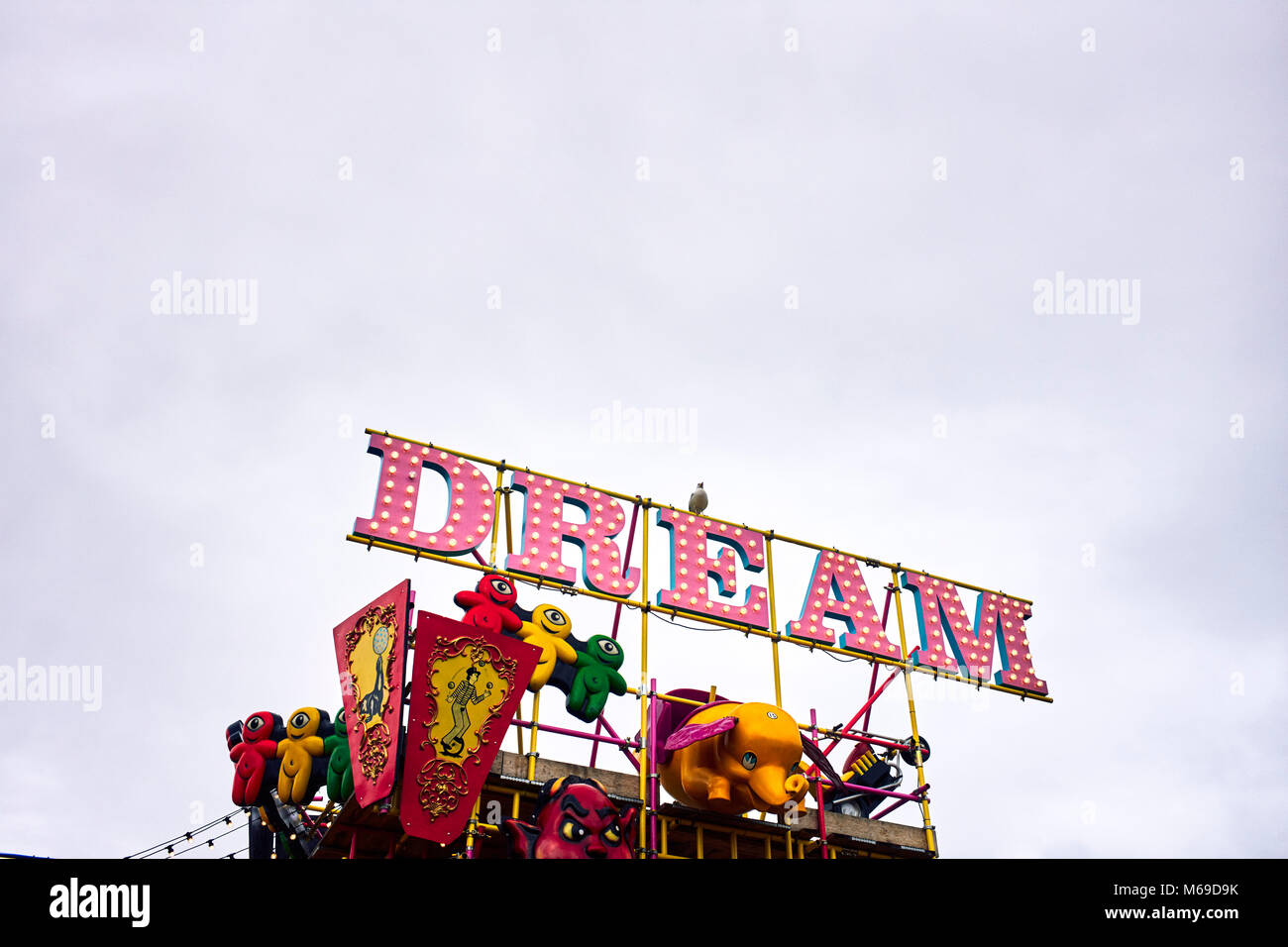 Wortlaut Traum am Eingang zu Dreamland Kirmes in Ramsgate, Kent Stockfoto