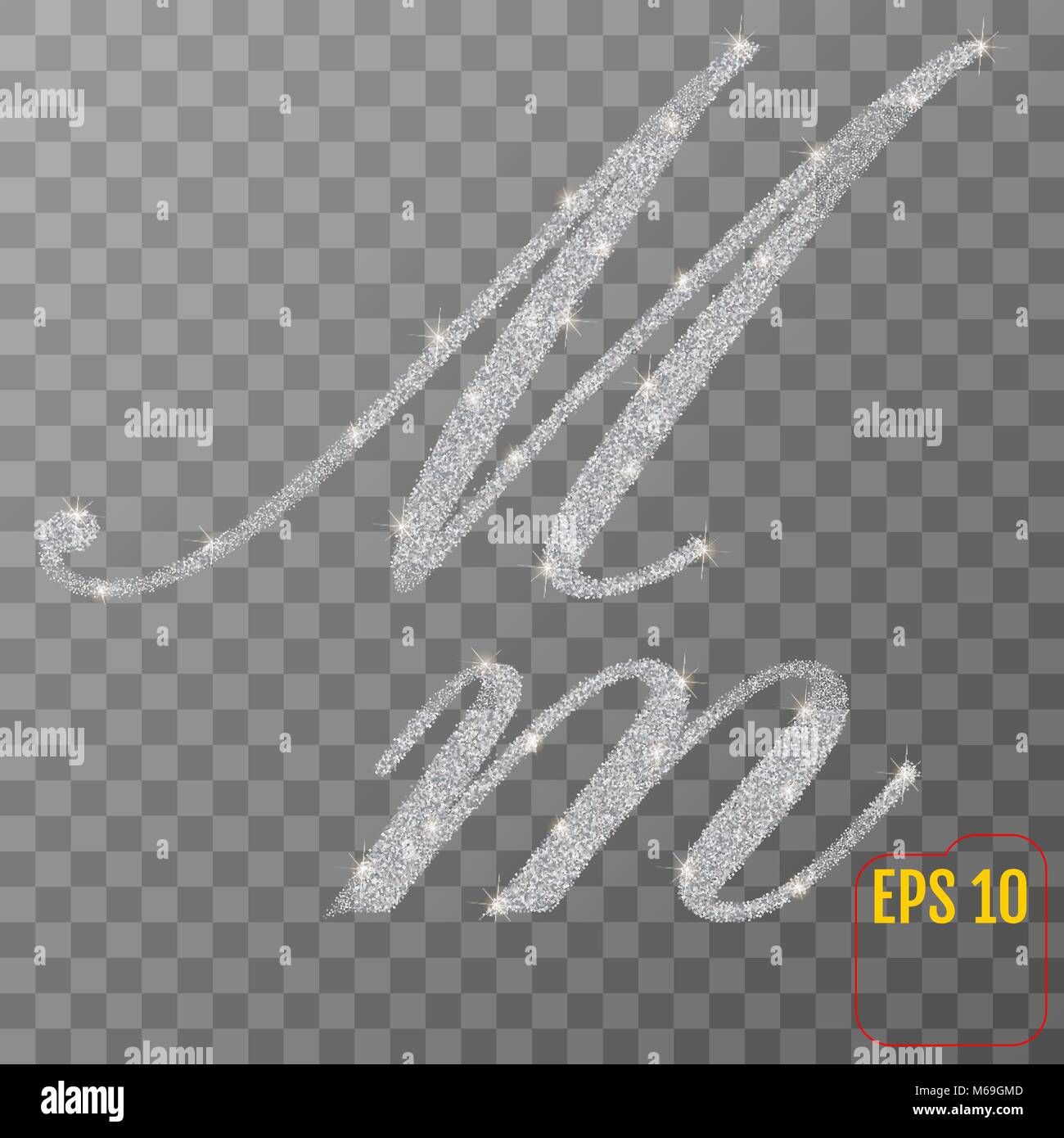 Silber Glitterstaub Buchstabe M In Hand Bemalt Stil Auf