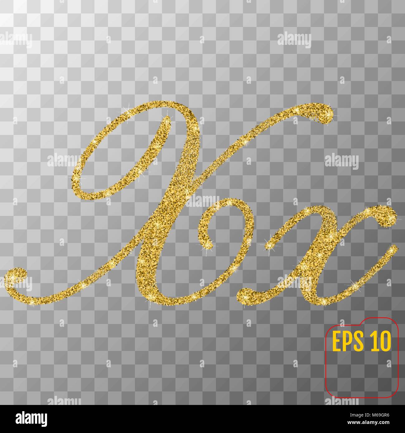 Gold Glitterstaub Buchstabe X In Hand Bemalt Stil Auf