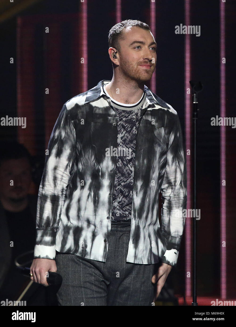 Sam Smith auf der Bühne während der Global Awards, ein brandneues Auszeichnungen zeigen bewirtet durch Globale, Medien & Entertainment Group, in der Londoner Eventim Apollo Hammersmith. Stockfoto