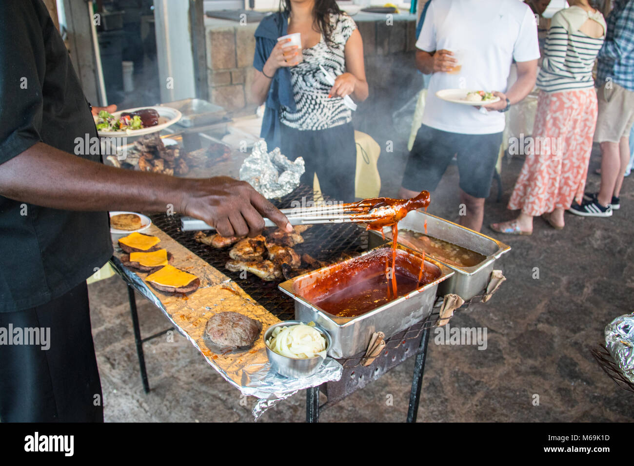 Shirley Heights Sonntag BBQ, Antigua Stockfoto