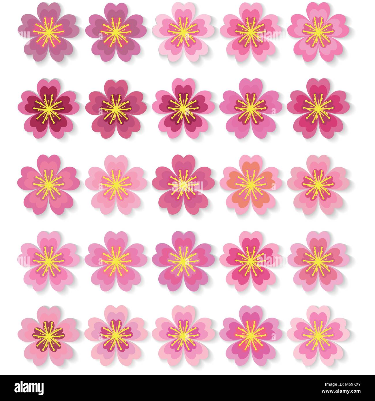 Cherry Blossom Sakura Icon Set Vector Illustration Stock Vektorgrafik Alamy
