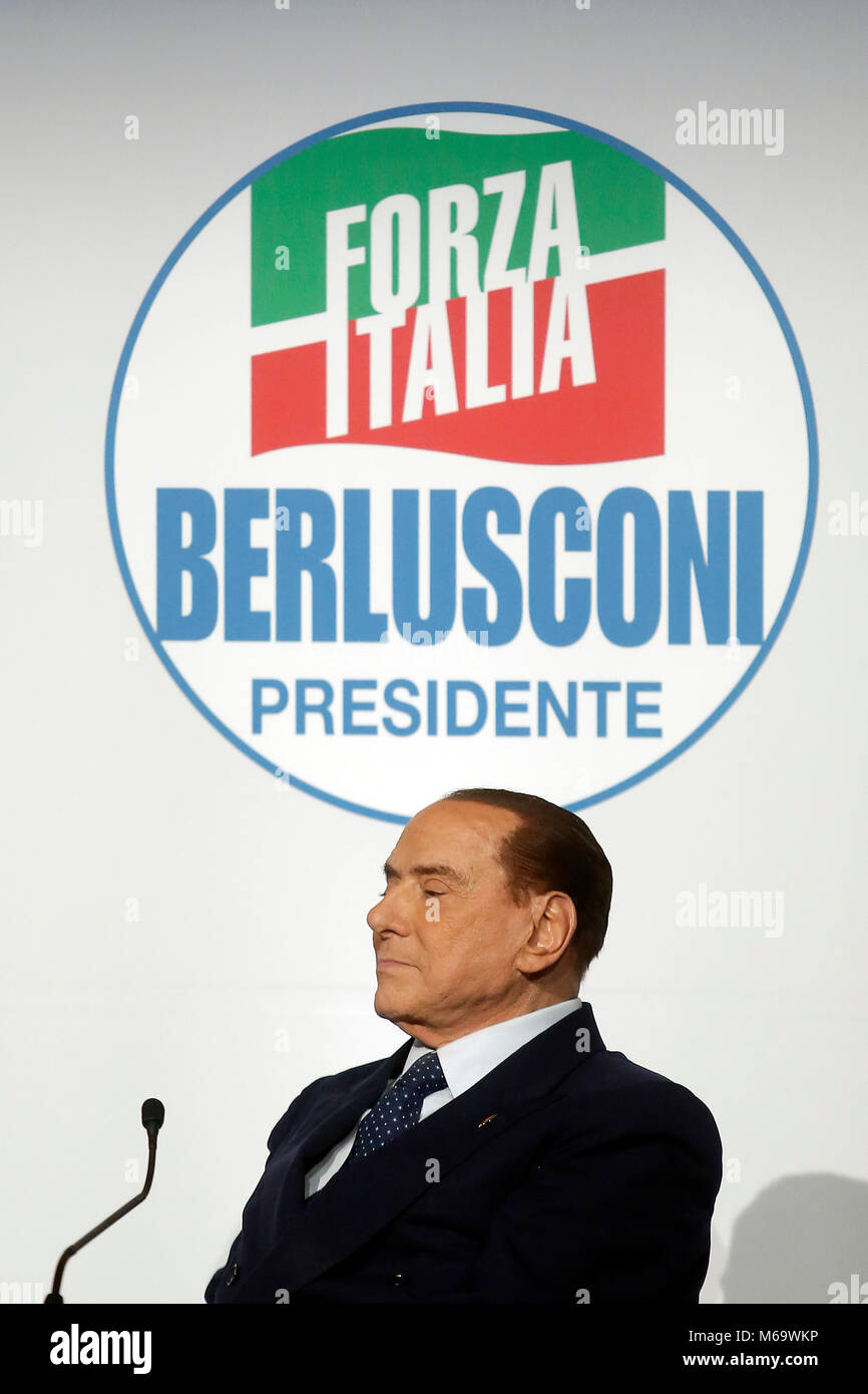 Silvio Berlusconi Roma 01/03/2018. Incontro dei Leader della coalizione di centrodestra. Rom 01. März 2018. Treffen der Führer der Mitte-Rechts-Koalition bei den nächsten Wahlen in Italien, die am 4. März. Foto Samantha Zucchi Insidefoto Stockfoto