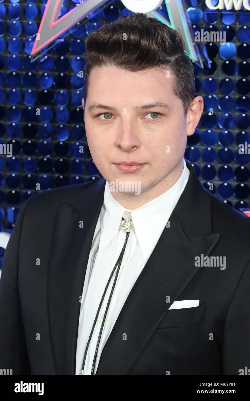 London, Großbritannien. 1. März, 2018. John Newman nimmt an den Global Awards, ein brandneues Auszeichnungen zeigen durch Globale, Medien & Entertainment Group bei Eventim Apollo Hammersmith, London, UK, 01. März 2018, Foto von Richard Goldschmidt Credit: Rich Gold/Alamy Leben Nachrichten gehostet Stockfoto