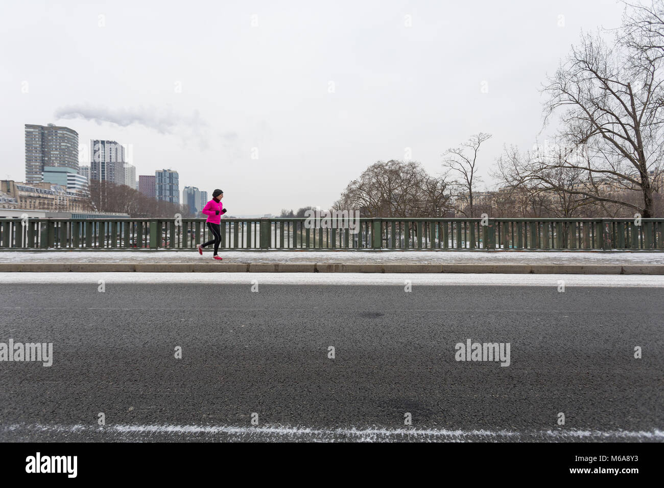 Paris unter dem Schnee 1. März 2018 Stockfoto