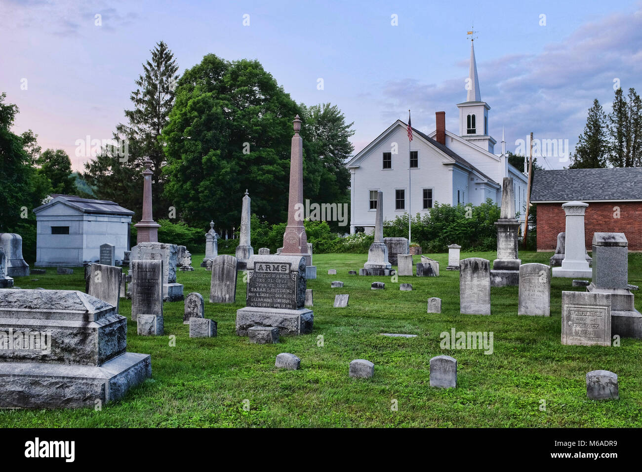 Blick auf die Kirche in Waterbury Vermont Stockfoto