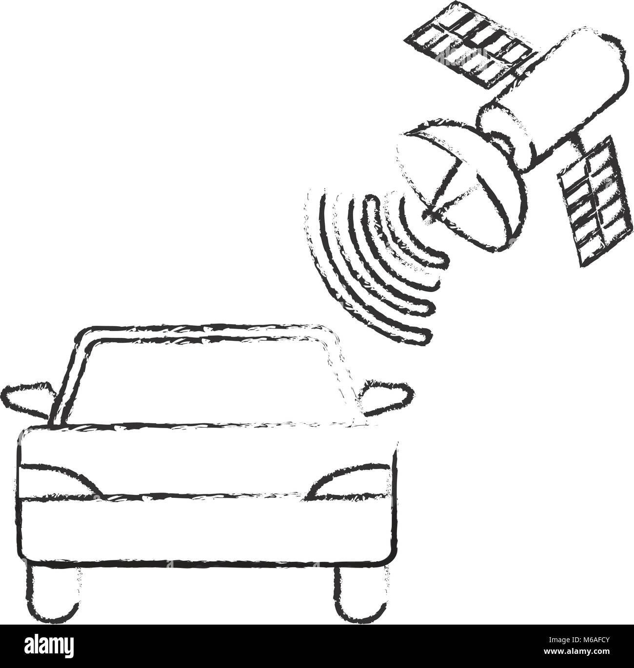 Grunge Auto Transport mit Sat-Global Technology Stock Vektor
