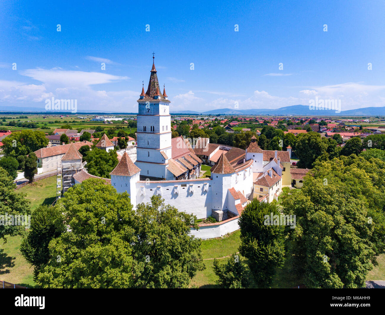 Harman befestigte Kirche in Siebenbürgen Rumänien als von oben gesehen Stockfoto