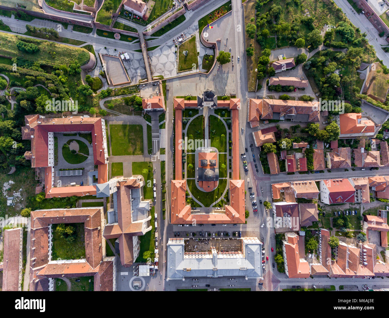 Top Down Sicht von Alba Iulia Altstadt und mittelalterliche Festung Stockfoto