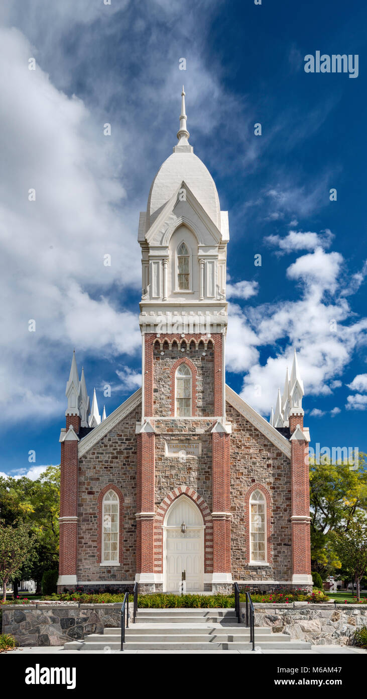 Box Elder Tabernakel in der Kirche Jesu Christi der Heiligen der Letzten Tage, der Mormonen Kirche 1890 erbaut, in Brigham City, Utah, USA Stockfoto