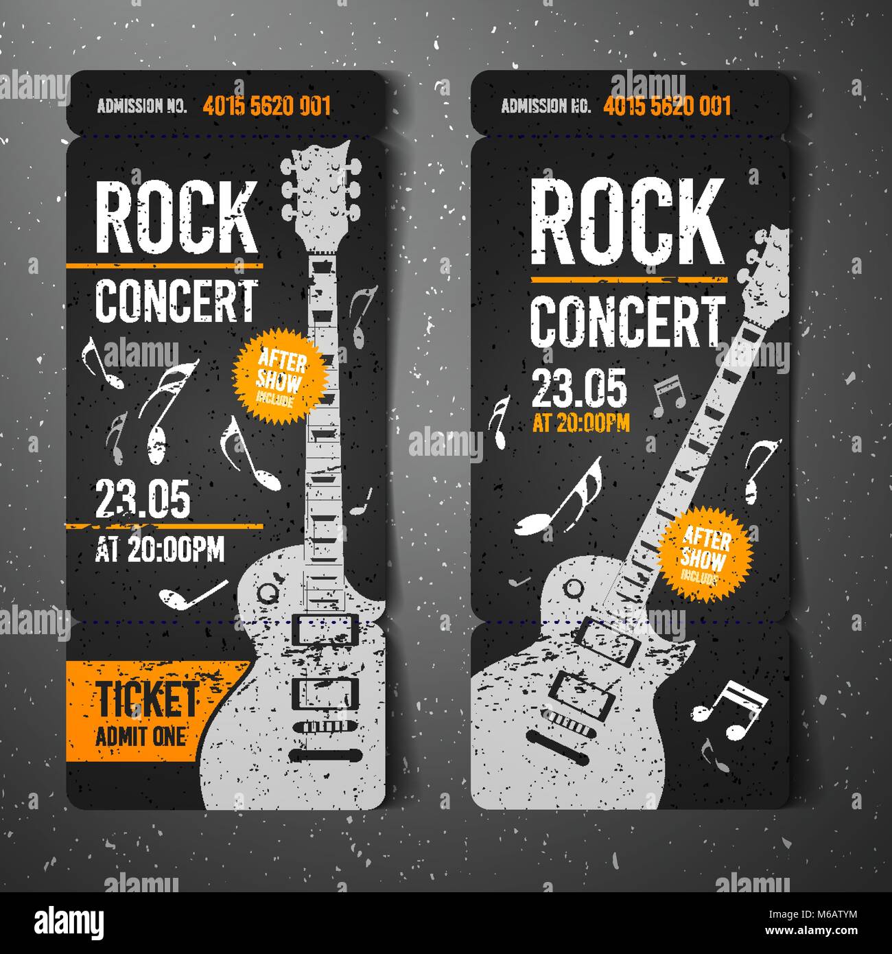 Vector Illustration Black Rock Konzert ticket Design Template mit Gitarre und kühlen splash Effekte im Hintergrund Stock Vektor