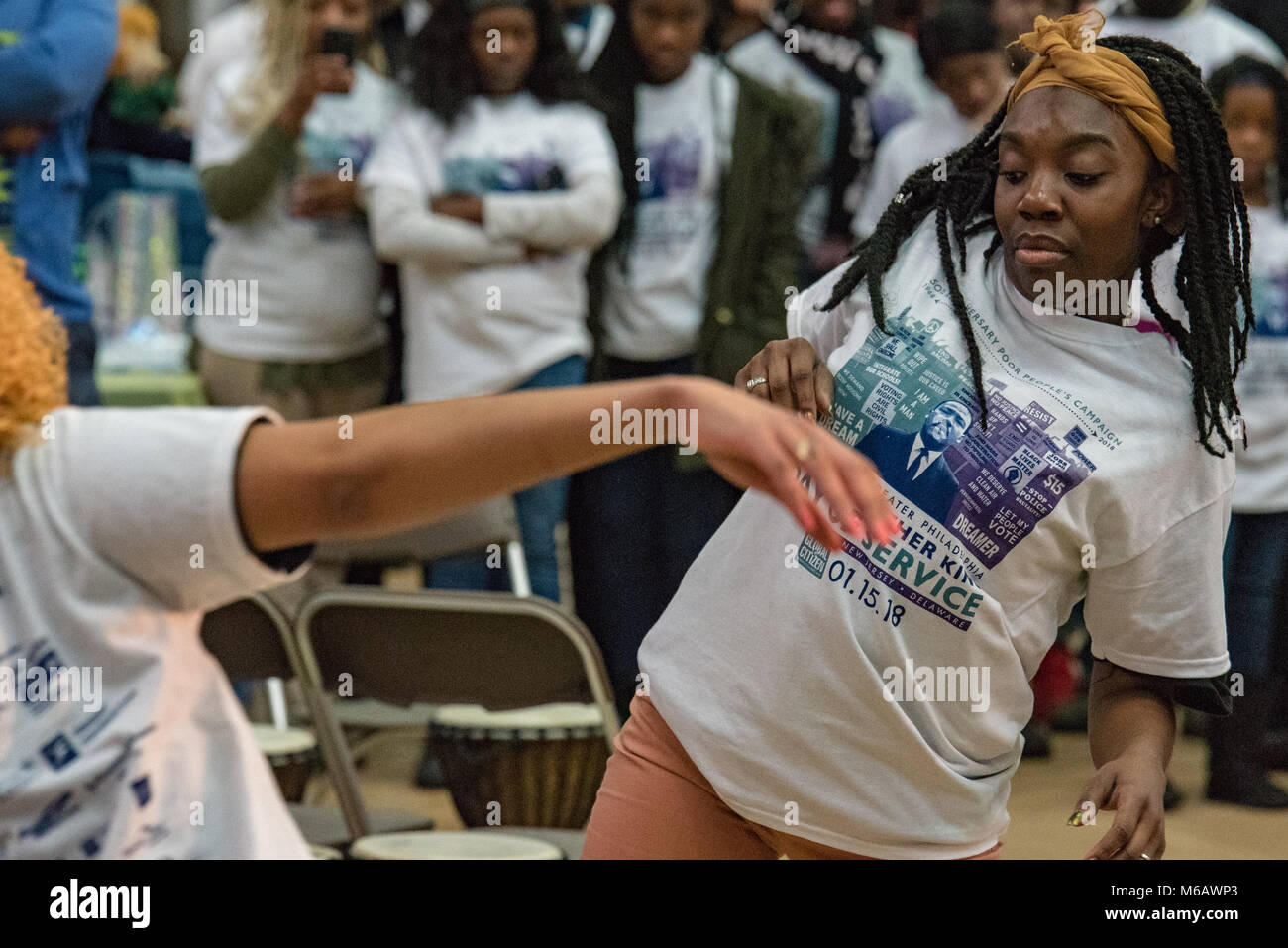 Philadelphia, Pennsylvania/USA: Der Tanz Künstler während des Global Citizen 365 MLK Day Service bei Girard College. 15. Januar 2018. Stockfoto