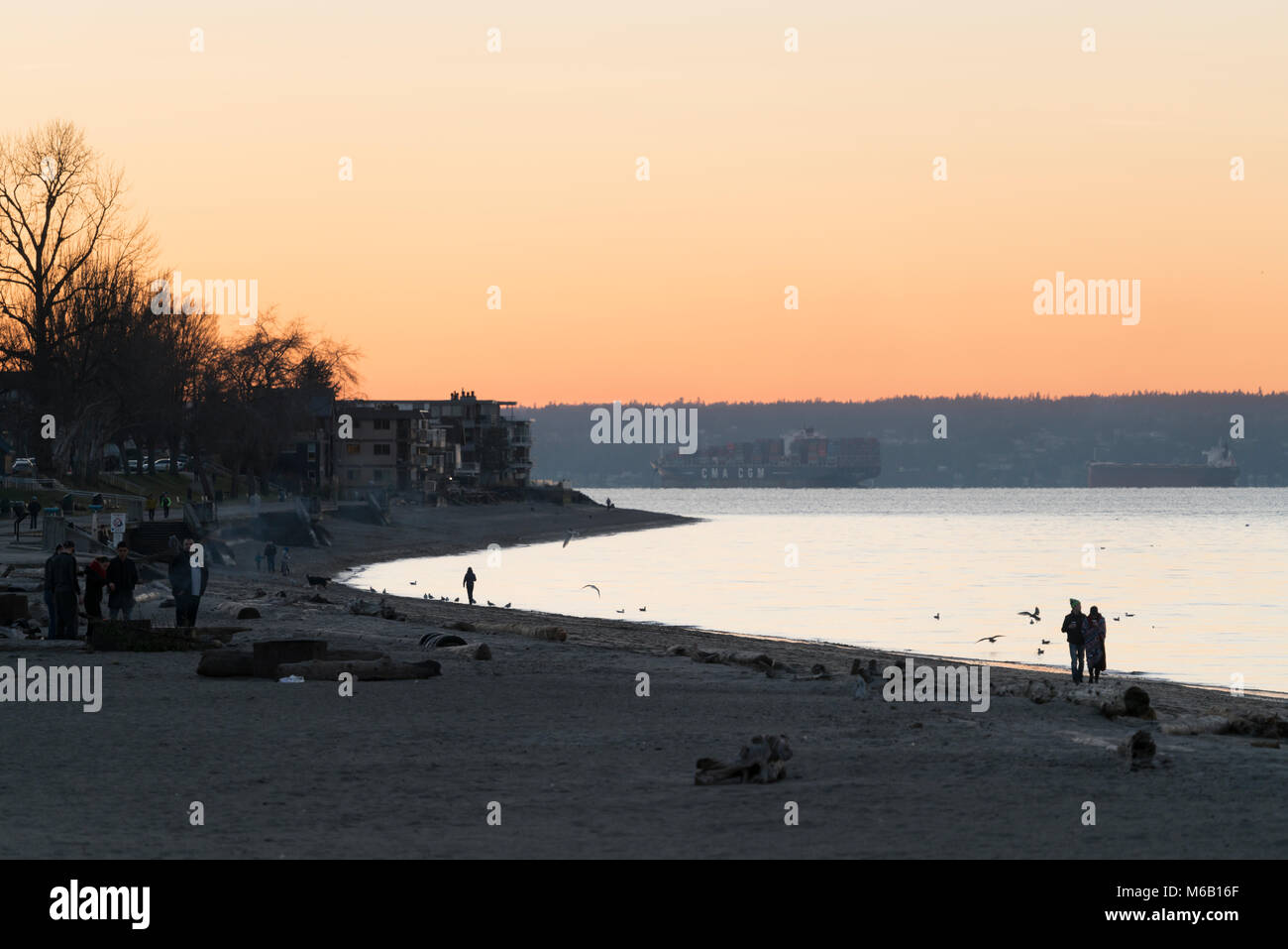 Usa, Washington, Seattle, West Seattle, Alki Beach, Stockfoto