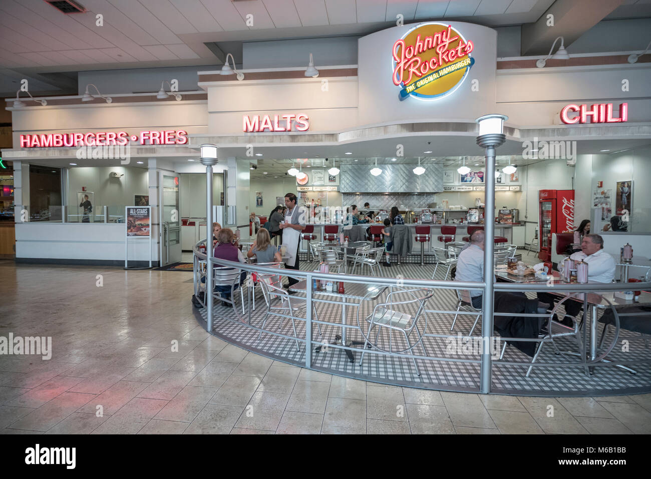 Hamburger stand, Pacific Place, Seattle, Washington Stockfoto