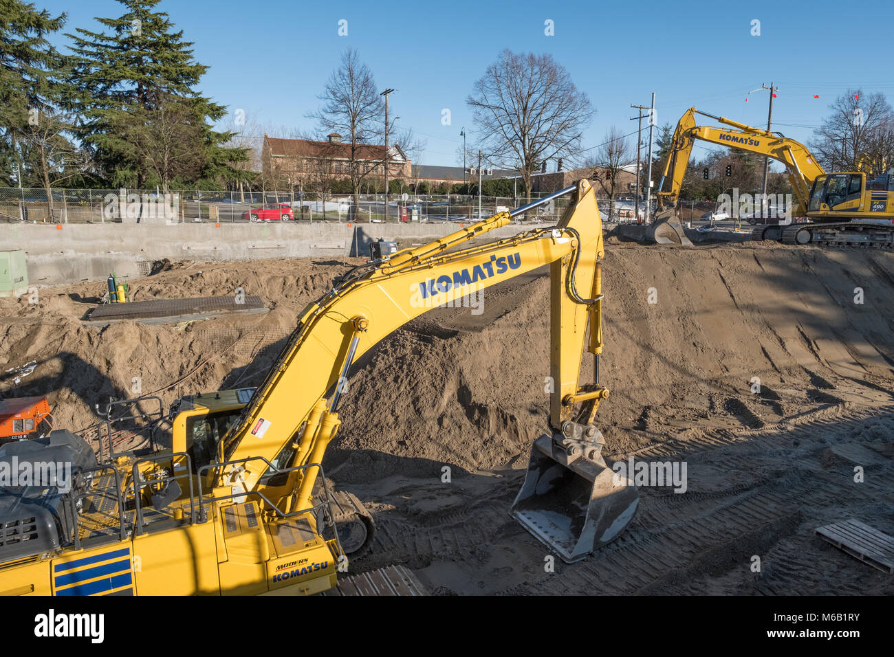 Wiederaufbau der PCC auf Kalifornien Ave, West Seattle, Seattle, Washington, USA Stockfoto