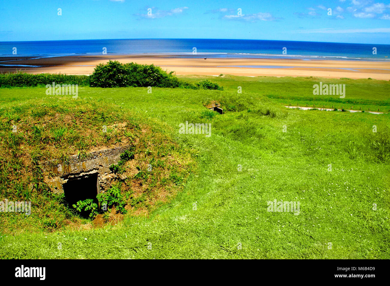 Omaha beach Bunker/Normandie Stockfoto