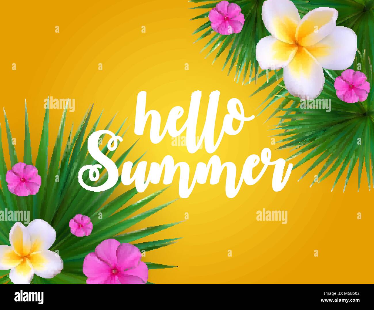 Hallo Sommer natürlichen Blumenkarte mit Frame-Vektor-Illustration Stock Vektor