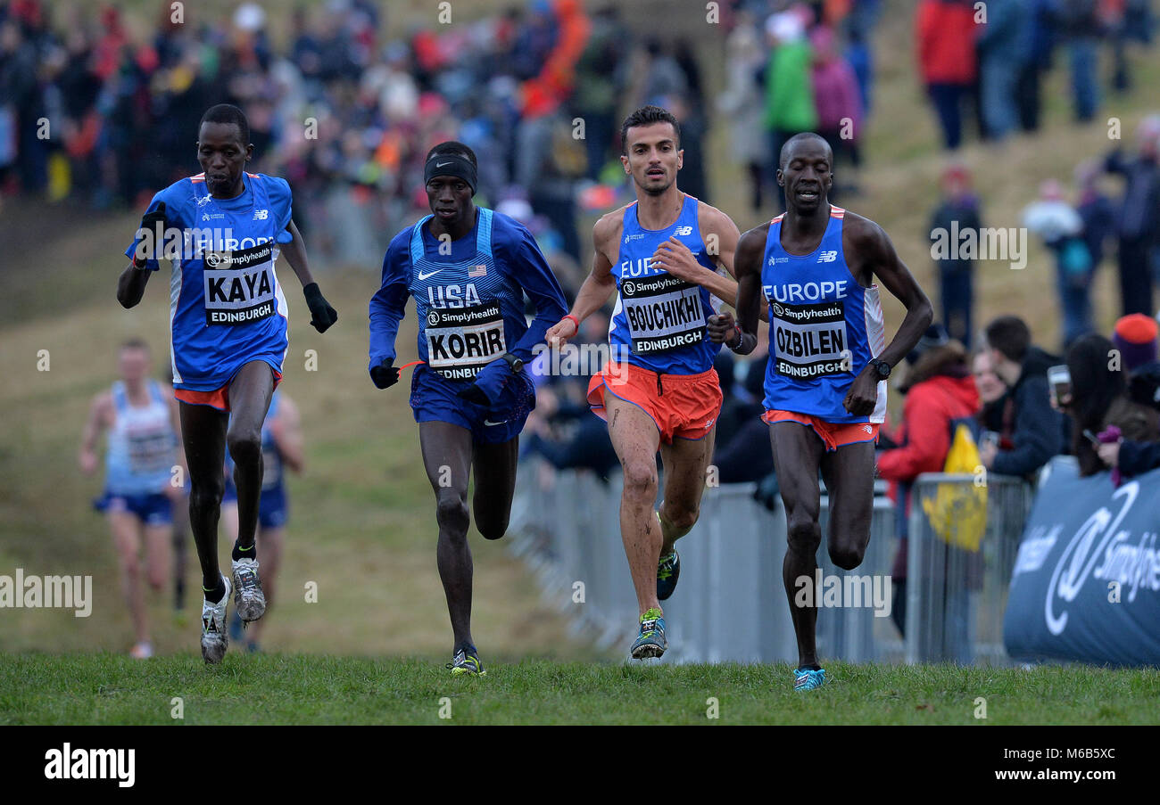 Wettbewerber in Aktion während 8 k Rennen der Simplyhealth große Edinburgh XCountry Männer während der Großen Edinburgh International XCountry 2018 in Holyrood Park, dem Edinburgh. PRESS ASSOCIATION Foto. Bild Datum: Samstag, Januar 13, 2018. Foto: Mark Runnacles/PA-Kabel. Stockfoto