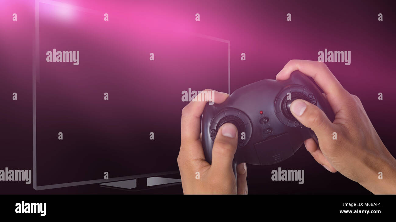 Das zusammengesetzte Bild im 7/8-Bild von Hand Controller Stockfoto