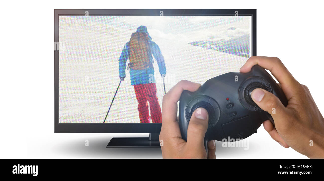 Das zusammengesetzte Bild im 7/8-Bild von Hand Controller Stockfoto