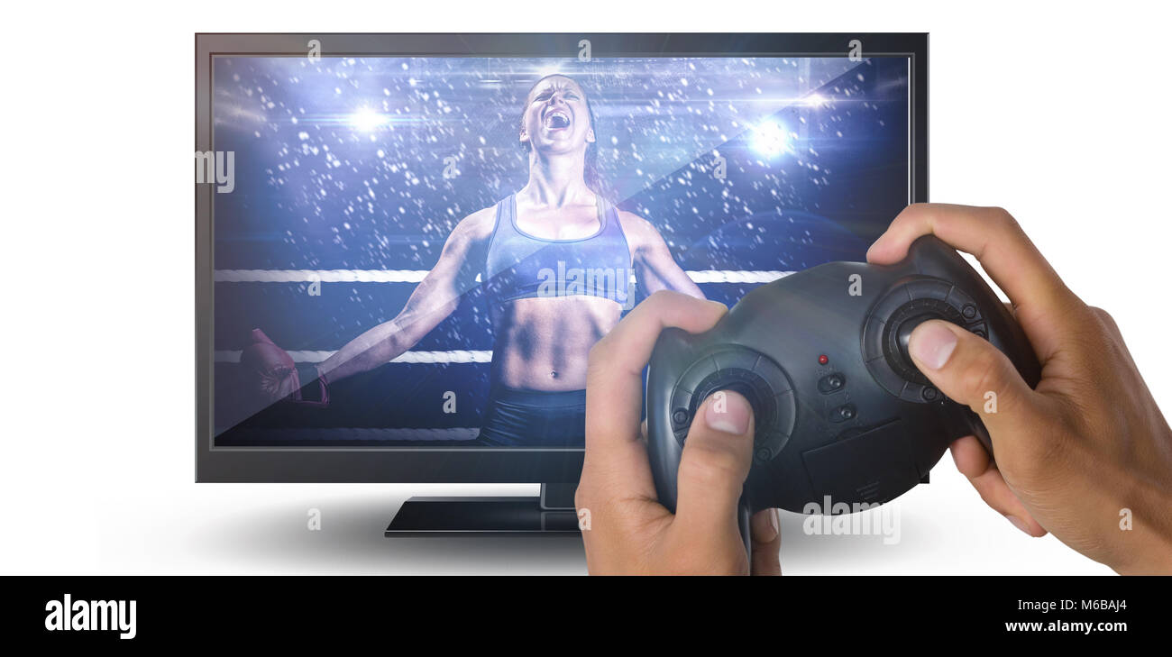 Das zusammengesetzte Bild im 7/8-Bild von Hand Controller Stockfoto