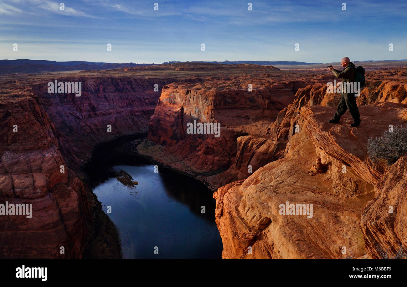 Fotograf am Colorado River, Page, Arizona, USA Stockfoto