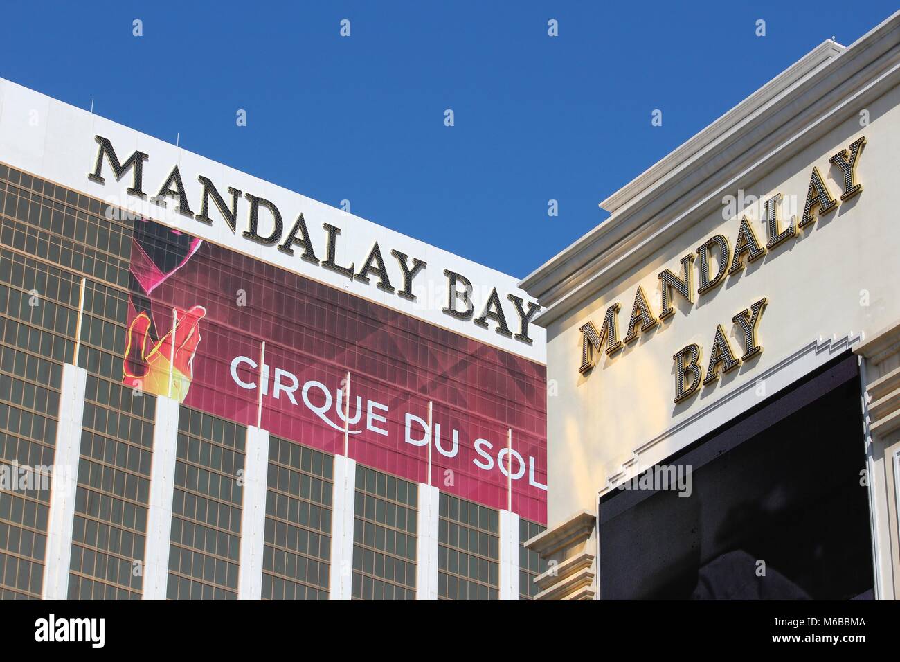 LAS VEGAS, USA - 14. APRIL 2014: Mandalay Bay Resort in Las Vegas. Es ist eine der 20 größten Hotels der Welt mit 3,309 Zimmer. Stockfoto