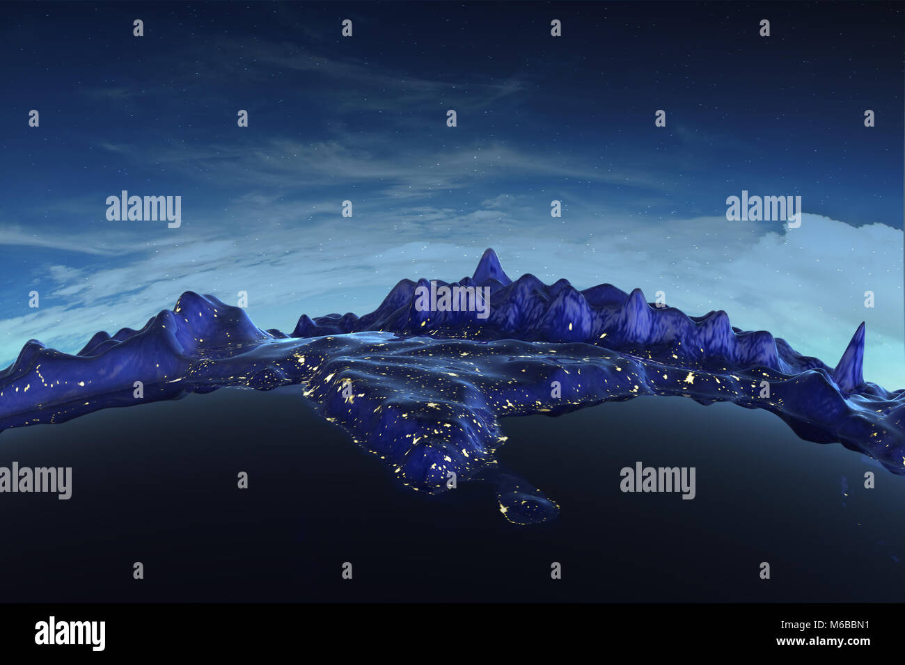 Himalaya echte Entlastung unter Nachthimmel 3D-Rendering Stockfoto