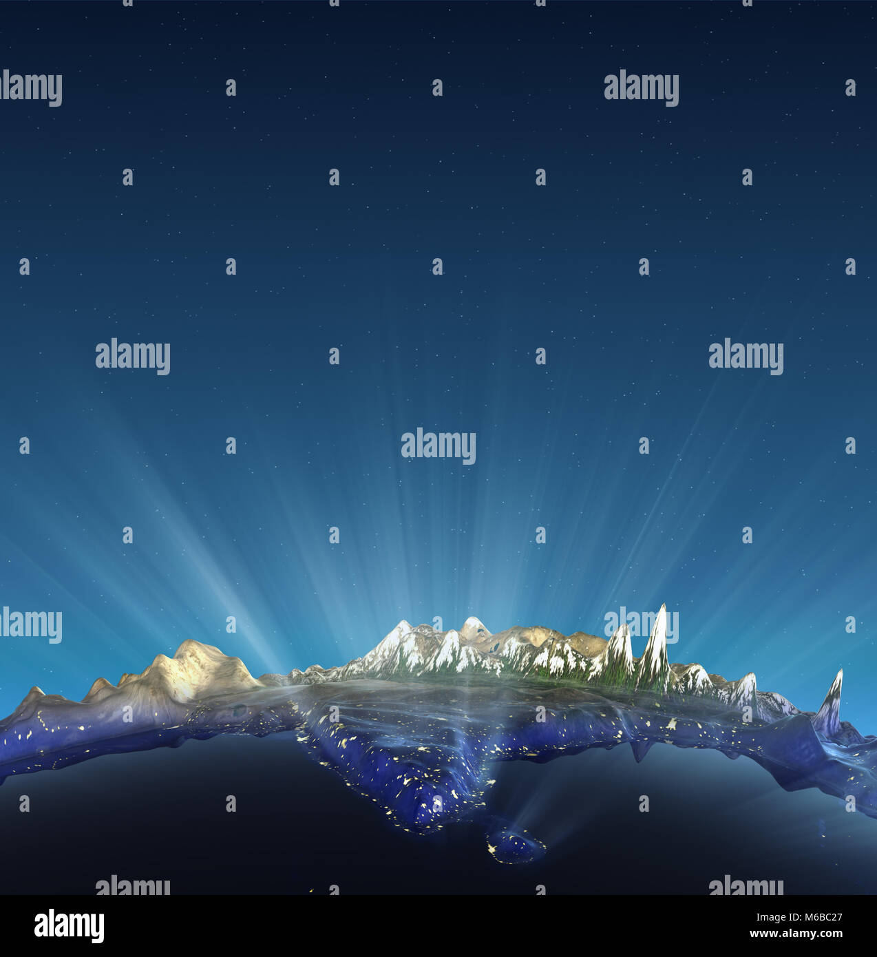 Indien Erleichterung Lichtschein über Himalaya 3D-Rendering Stockfoto