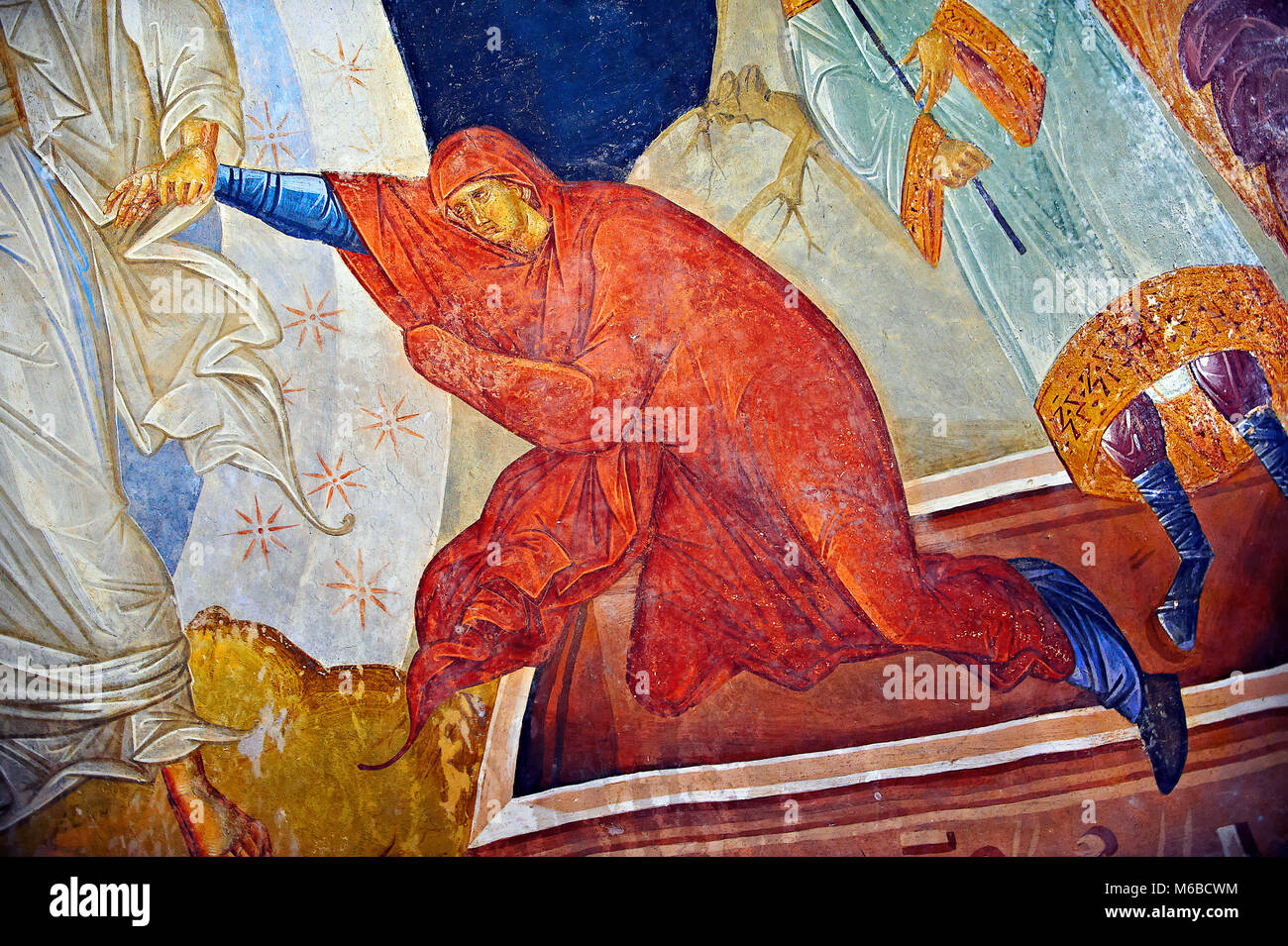 Das 11. Jahrhundert byzantinischen Kirche des Heiligen Erlösers in Chora und seine Anastasis parecclesion Fresko in der Kapelle. Christus ist dargestellt E speichern Stockfoto