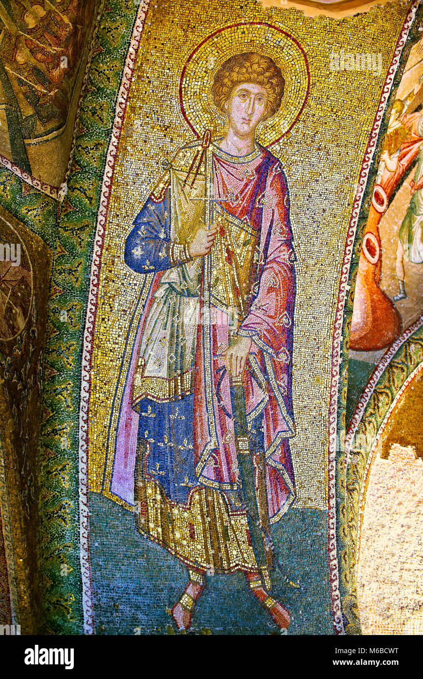 Das 11. Jahrhundert byzantinischen Kirche des Heiligen Erlösers in Chora und ein Mosaik von Saint George. Zwischen 1315-1321 von den mächtigen Byzant ausgestattet Stockfoto
