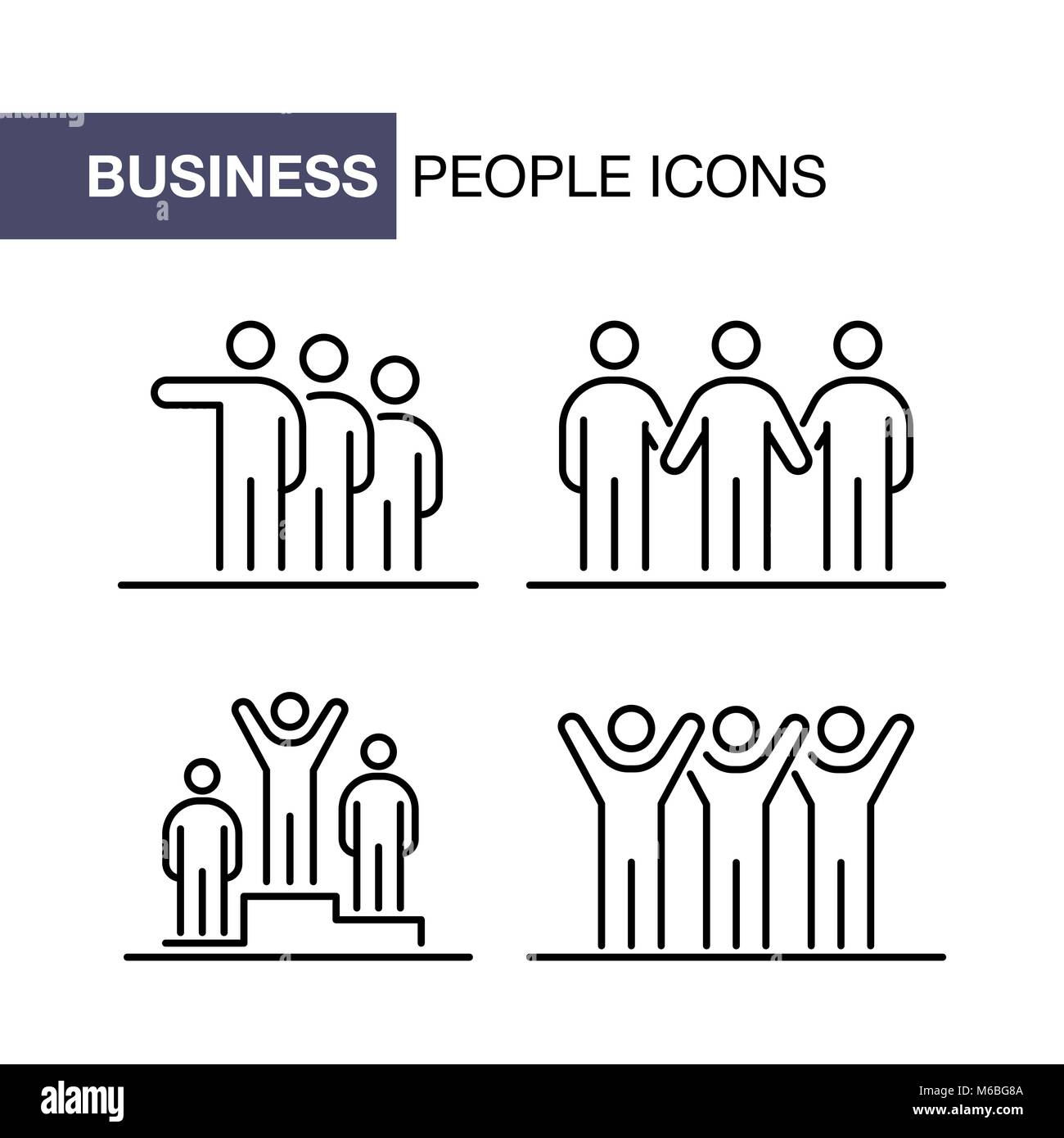 Geschäftsleute Icons Set einfache Linie flache Abbildung. Stock Vektor