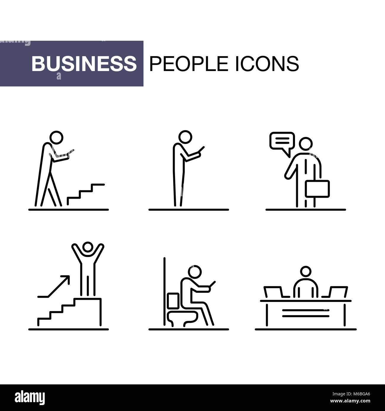 Geschäftsleute Icons Set einfache Linie flache Abbildung. Stock Vektor