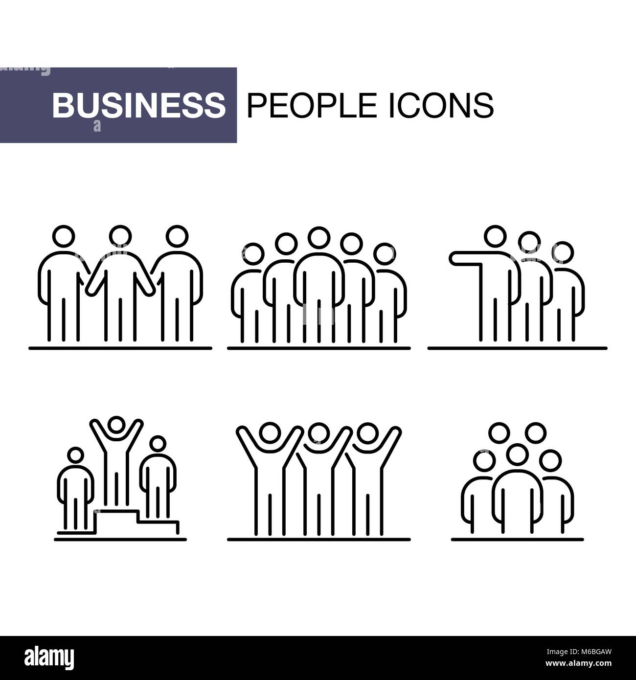 Geschäftsleute Icons Set einfache Linie flache Abbildung. Stock Vektor