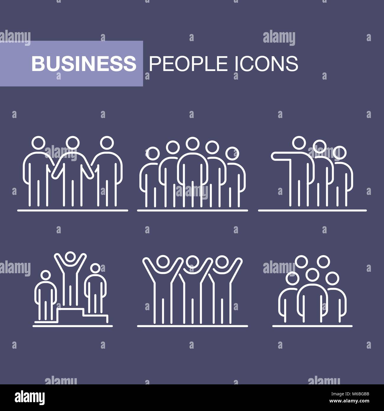 Geschäftsleute Icons Set einfache Linie flache Abbildung. Stock Vektor