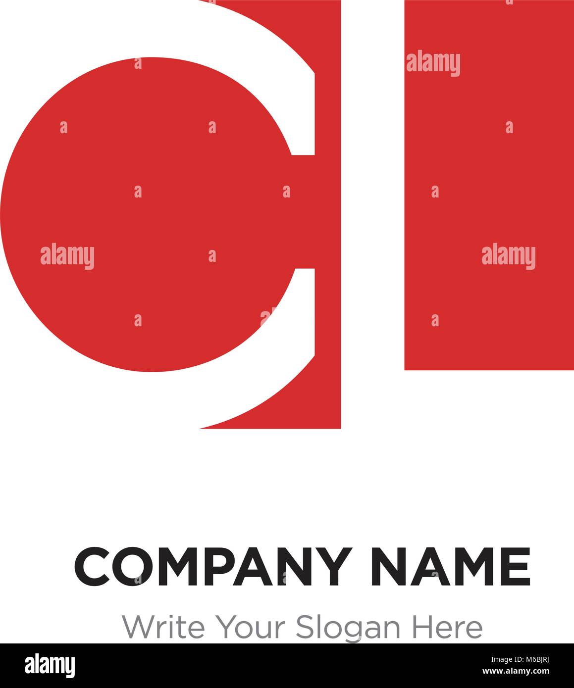 Abstrakte Buchstaben CU UC Logo Design vorlage, Rot Alphabet Buchstaben Name des Unternehmens Konzept. Flache dünne Linie Segmente miteinander verbunden Stock Vektor